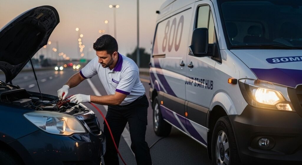 Emergency car battery jump start service