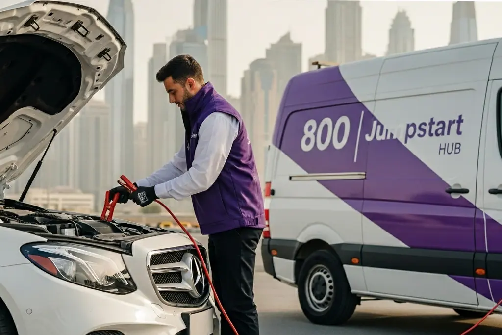 Mercedes-specific battery support provided on-site by roadside technician