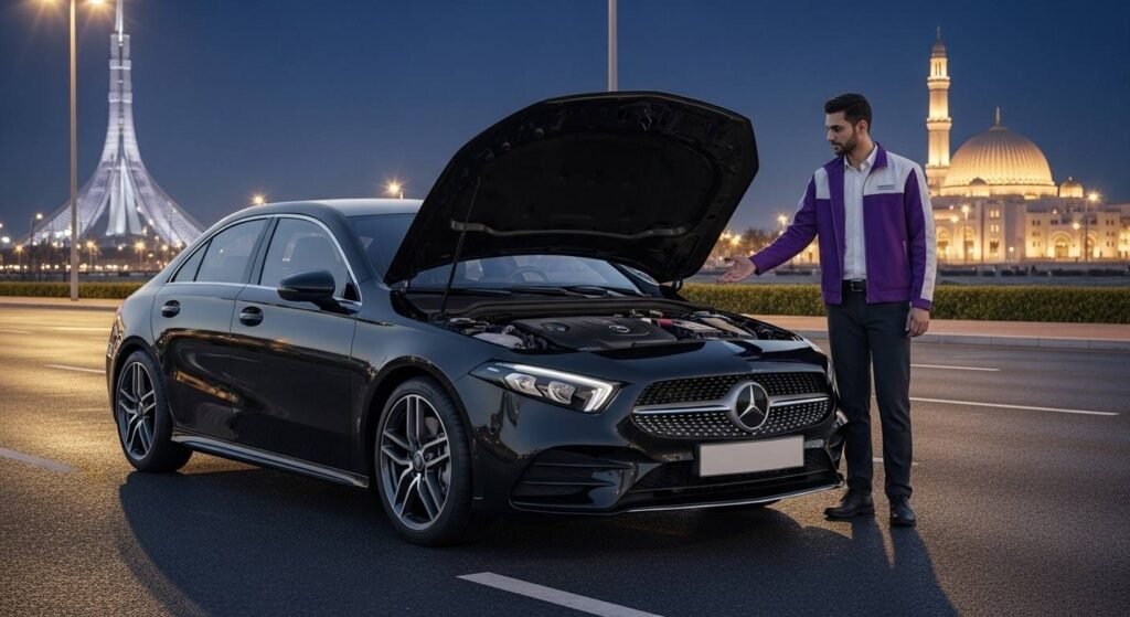 On-site jump start service for Mercedes A-Class with careful handling of electronics