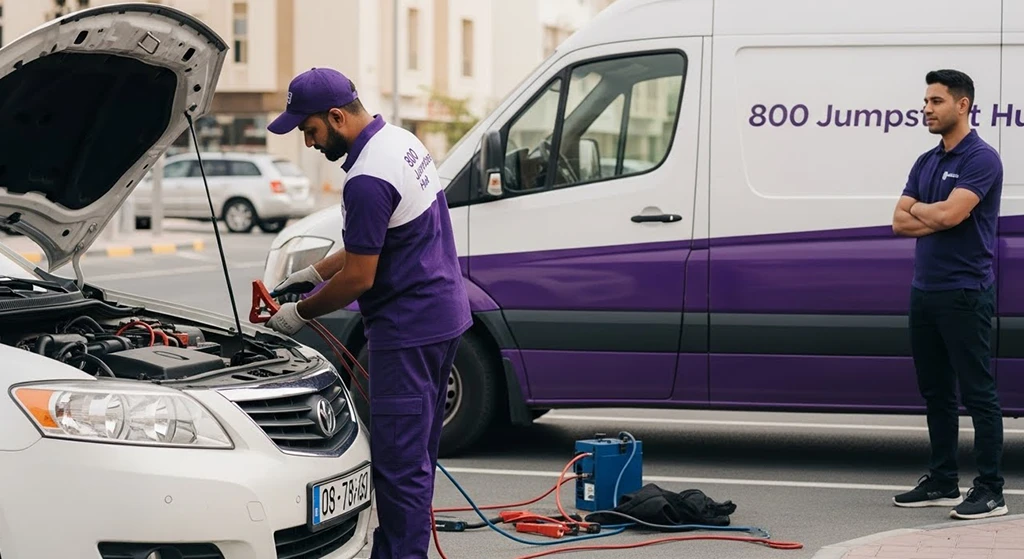 Dead battery recovery during traffic jam - jump start service