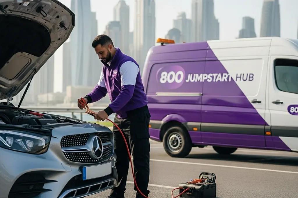 On-site roadside jump start or battery installation performed by a technician