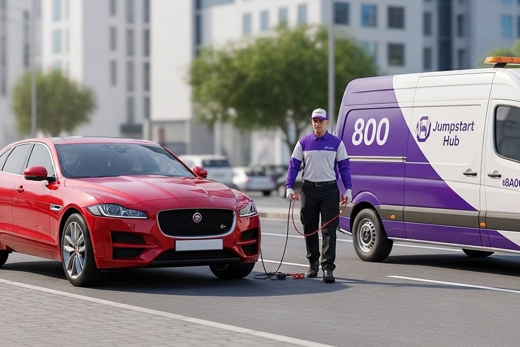Professional roadside technician dispatched for Jaguar assistance