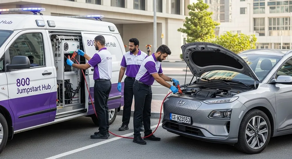 Safe electric vehicle jump start service using EV-trained technicians and specialized equipment