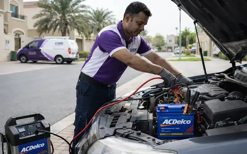 Mobile battery jump start service, no towing or battery removal, providing fast on-site assistance at your location