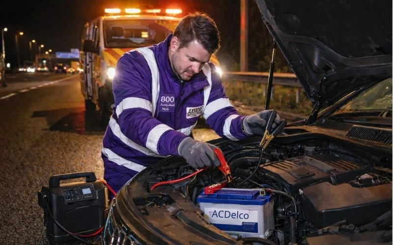 Emergency battery jump start service available 24/7, providing safe, controlled boosts during sudden breakdowns