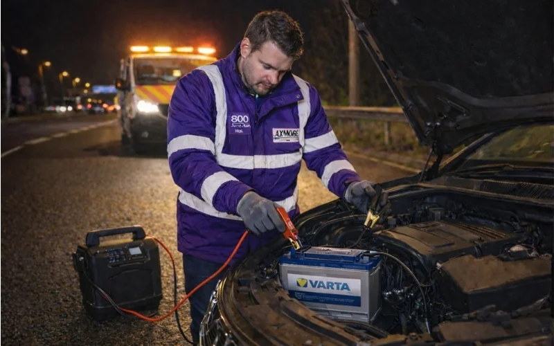 24/7 emergency Varta jump start service, providing quick and safe battery boost anytime, anywhere